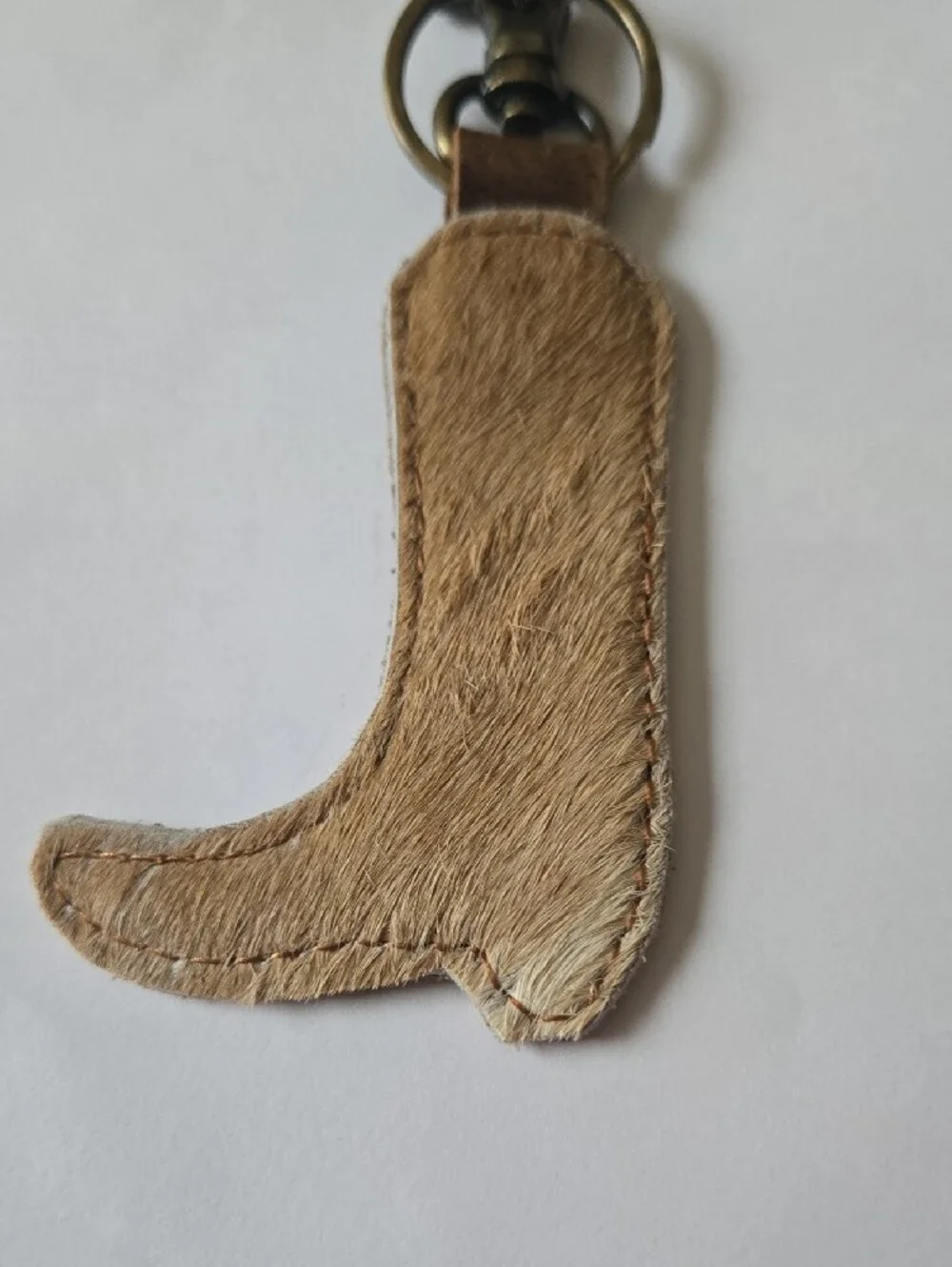 Stylish Real Leather, Hair On Hide, Cowboy Boot Key Chain/Bag Charm.